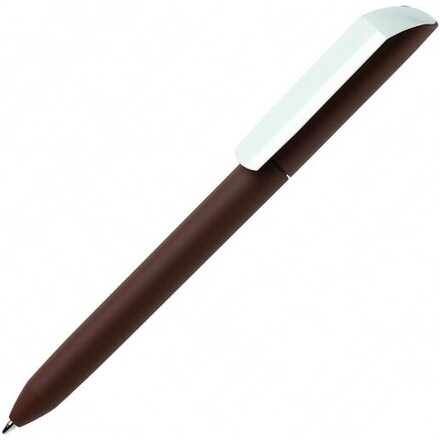 Ручка шариковая автоматическая "Flow Pure GOM CB" софт-тач, коричневый/белый
