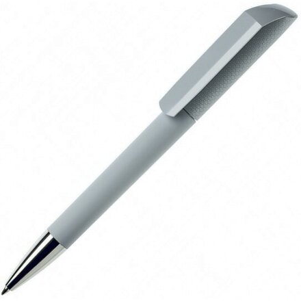 Ручка шариковая автоматическая "Flow T-GOM C CR" софт-тач, серый/серебристый