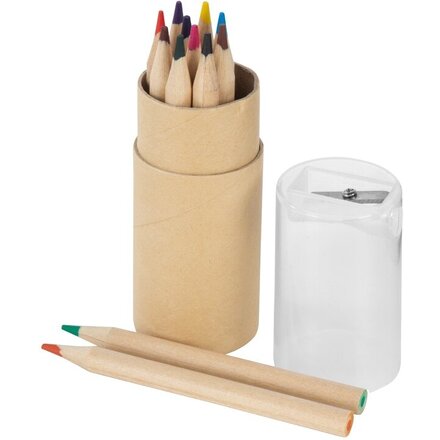 Цветные карандаши "Cartoon" 12 штук, с точилкой, натуральный/прозрачный