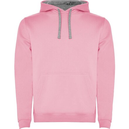 Толстовка мужская "Urban" 280, XXL, с капюшоном, светло-розовый/серый меланж