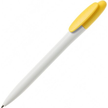 Ручка шариковая автоматическая "Bay MATT BC" белый/желтый