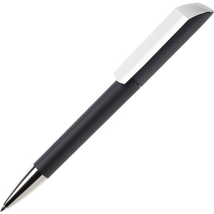Ручка шариковая автоматическая "Flow T-GOM CB CR" софт-тач, черный/белый/серебристый