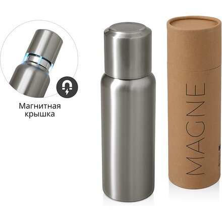 Вакуумный термос c магнитной крышкой "Magne", 500 мл, серебристый