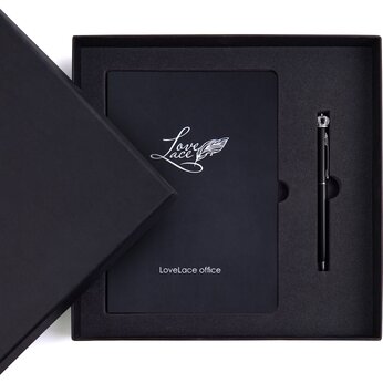 Набор подарочный: блокнот А5 "1818-15", ручка шарик/автомат "Kings Park", черный