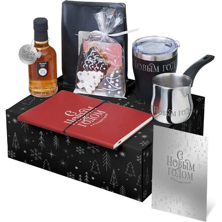 Подарочный набор с туркой, кофе и термокружкой, красный