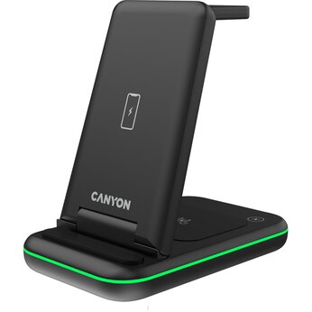 Беспроводное зарядное устройство 3-в-1 CANYON WS-304 (CNS-WCS304B), 15W, черный