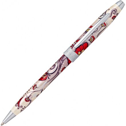Ручка шариковая автоматическая "Botanica Red Hummingbird Vine" красный/серебристый