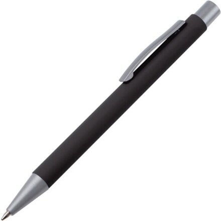 Ручка шариковая автоматическая "Abu Dhabi" софт-тач, черный/серебристый
