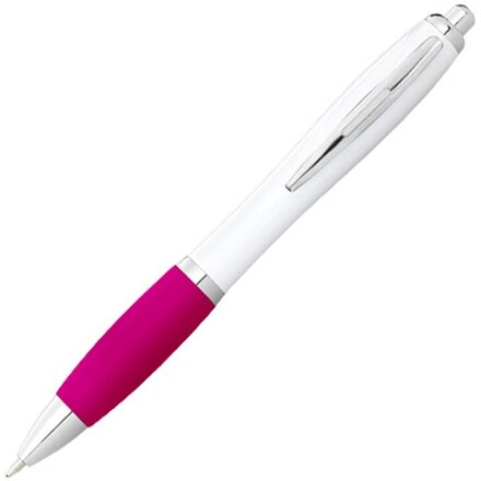 Ручка шариковая автоматическая "Nash" белый/розовый/серебристый