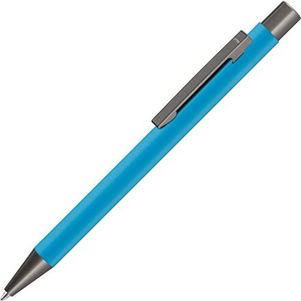 Ручка шариковая автоматическая "Straight Gum" софт-тач, голубой/антрацит