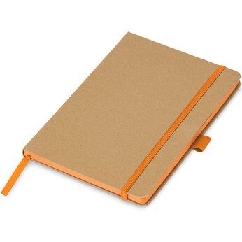Блокнот A5 "Sevilia Color", твердая обложка из крафта, 80 листов, цветной срез и форзац, натуральный/оранжевый