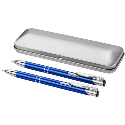 Набор ручка "Dublin" ярко-синий/серебристый: шариковая и карандаш механический