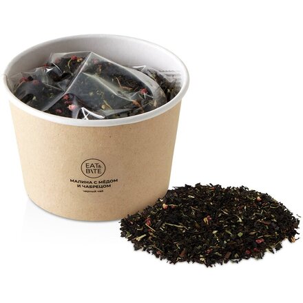 Чай черный "Малина с медом и чабрецом" в картонном стаканчике, 50 гр.