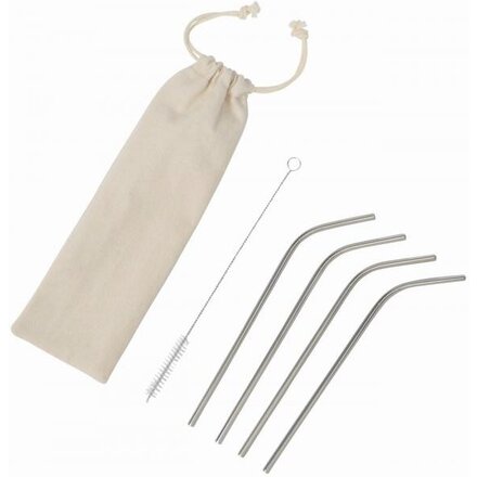 Набор трубочек для напитков "Drink Happy" серебристый