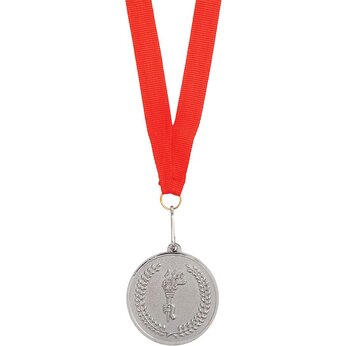 Медаль наградная на ленте "Серебро" серебристый