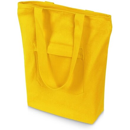 Сумка на молнии Zipper из хлопка 280 г c карманом на молнии спереди, желтый