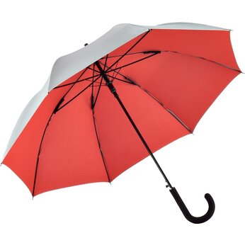 Зонт-трость 7119 Double silver, полуавтомат, серебристый/красный
