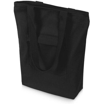 Сумка на молнии Zipper из хлопка 280 г c карманом на молнии спереди, черный