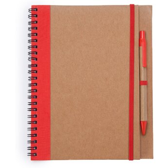 Блокнот А5+ "Alani", натуральный/красный