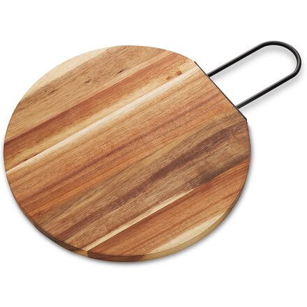 Деревянная круглая доска из акации с металлической ручкой "Кира"