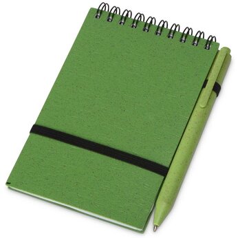 Блокнот «Toledo S» B7, с ручкой, зеленый