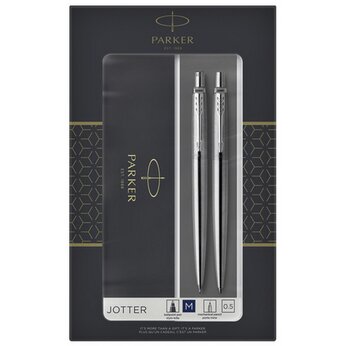 Набор "Parker Jotter Stainless Steel CT" серебристый: ручка шариковая автоматическая и карандаш автоматический