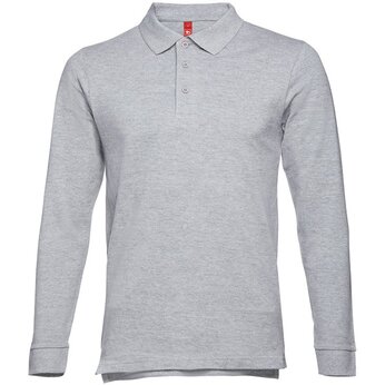Рубашка-поло мужская "Bern" 210, 4XL, с длинным рукавом, серый меланж
