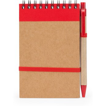 Блокнот А6  "Lien", натуральный/красный