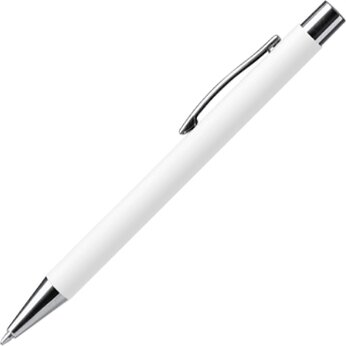 Ручка металлическая шариковая DOVER с покрытием софт-тач, белый