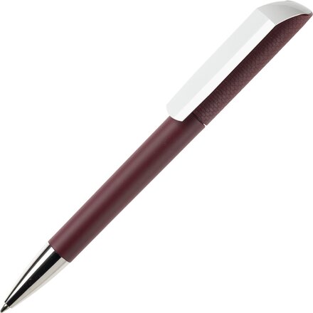 Ручка шариковая автоматическая "Flow T-GOM CB CR" софт-тач, бордовый/белый/серебристый