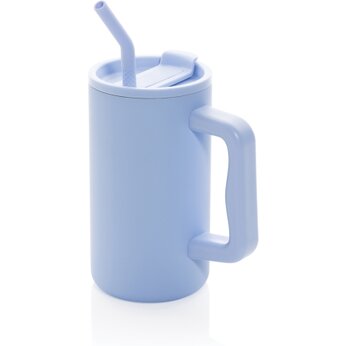 Кружка термическая "Cube" с трубочкой, голубой