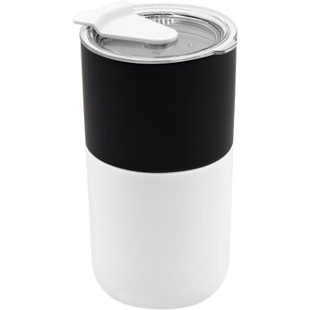 Кружка "Funny To Go" с крышкой и манжетой, черный/белый