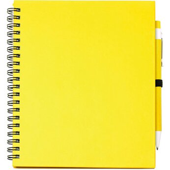Блокнот LEYNAX с ручкой из переработанного картона, желтый