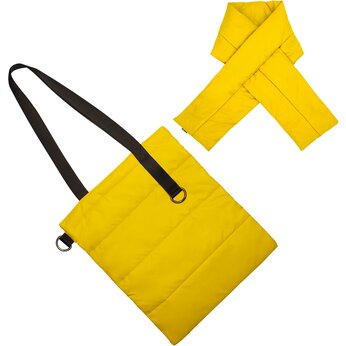 Набор подарочный: сумка для покупок "Superbag Bubble" + шарф "Bubble", желтый/черный