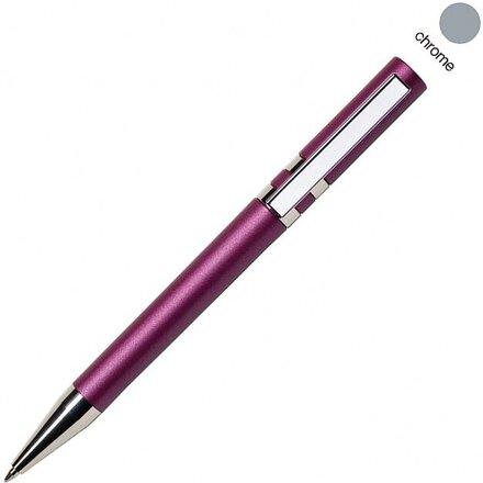 Ручка шариковая автоматическая "Ethic MET CR" темно-фиолетовый/серебристый
