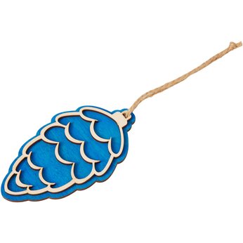 Подвеска шишка с цветной подложкой, синяя подложка