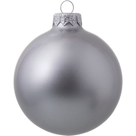 Стеклянный елочный шар "Christmas bauble", серебро, металлик, с серебристым колпачком в черной коробке
