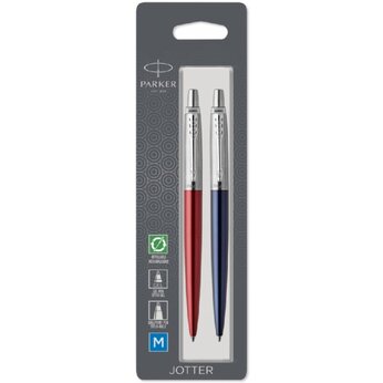 Набор из 2х ручек : Parker "Jotter London" Parker Jotter Essential, Kensington Red CT и Jotter Essential, Royal Blue CT, стержень: M