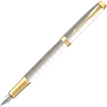 Ручка перьевая F "IM Premium Blue Grey CT" серебристый/золотистый