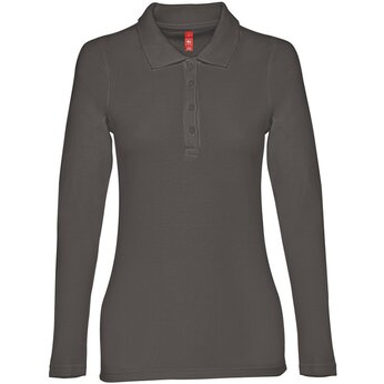 Рубашка-поло женская "Bern" 210, XXL, с длинным рукавом, серый