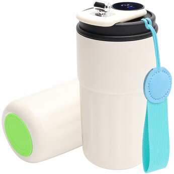 Кружка термическая "Ashly To Go" с дисплеем, белый/бирюзовый/светло-зелёный