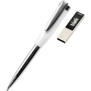 Ручка шариковая автоматическая "Memphys"с картой памяти, белый/серебристый