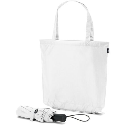 Зонт складной "Skylar" белый + сумка для покупок