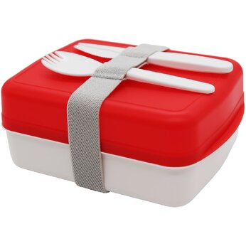 Контейнер для еды "Lunch Blue line", белый/красный
