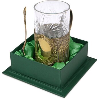 Подстаканник со стаканом "5893" золотистый/прозрачный