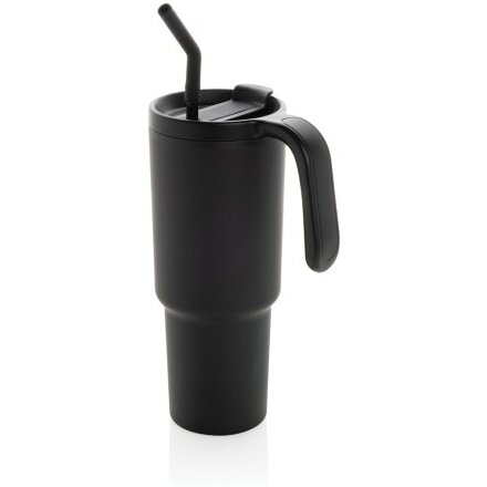 Кружка термическая "Graphic" с трубочкой, черный