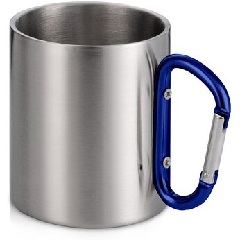 Стальная кружка Elbrus с двойными стенками и ручкой-карабином, 300 мл (глянцевая), синий