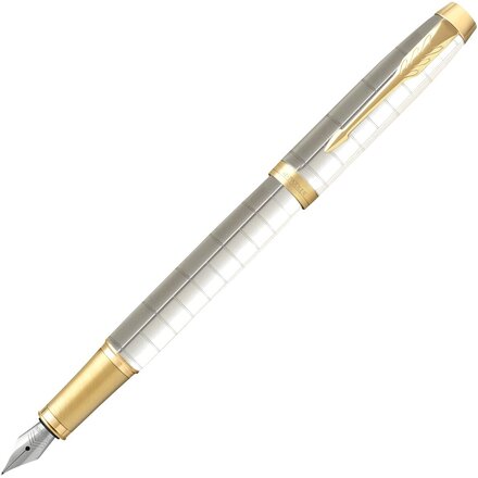Ручка перьевая F "IM Premium Blue Grey CT" серебристый/золотистый