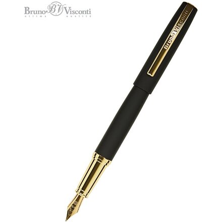 Ручка металлическая перьевая «Sienna» софт-тач, черный/золотистый