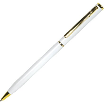 Ручка шариковая автоматическая "Slim" глянцевый белый/золотистый